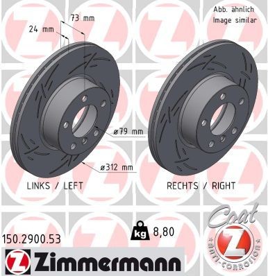 Bremseskive ZIMMERMANN 150.2900.53 Bremseskive ZIMMERMANN 150.2900.53