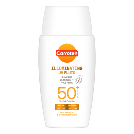 Carroten Illuminating Face Light Fluid Solkrem SPF50+ for naturlig glød