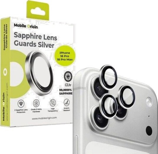 Mobile Origin Sapphire Lens Guards iPhone 18 Pro/18 Pro Max Silver