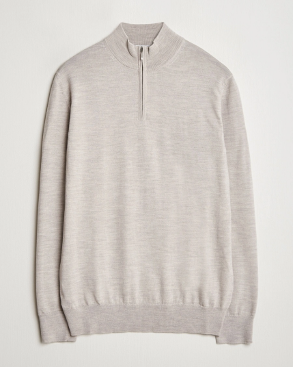 Charles Tyrwhitt Pure Merino Zip Neck Jumper Limestone
