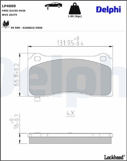 Bremseklosser DELPHI LP4009