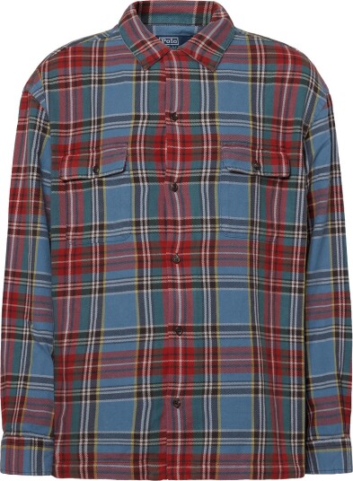 Polo Ralph Lauren Classic Fit Plaid Flannel Camp Shirt 7387 BLUE RED MUL XS
