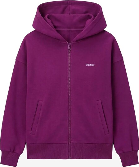 STRONGER Relaxed Full Zip Hoodie   AUBERGINE Purple   M