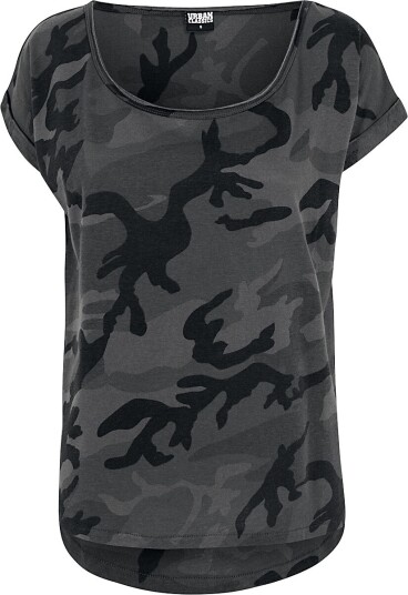 Urban Classics T-skjorte Ladies Camo Back Shaped Tee XS til 5XL Damer mørk-kamufflasje