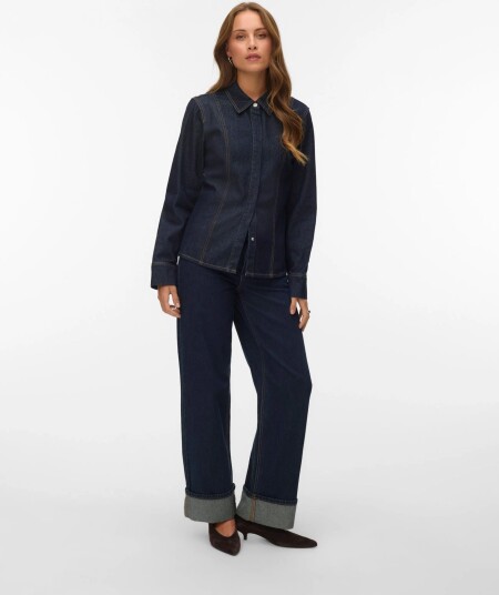 Vero Moda Aweverlyn Ls Denim Shirt Navy XL