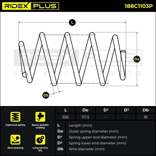 RIDEX PLUS 188C1103P Fjær RIDEX PLUS 188C1103P Fjær