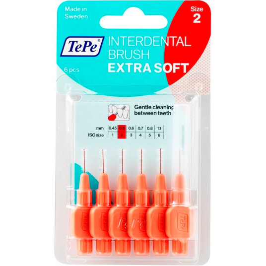 TePe Gap børster Extra SOFT 0,5 mm ISO 2 RØD 6 stk.