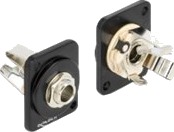Delock D-Type Module 6.35 Mm 3 Pin Stereo Jack To Solder Connector Påknipsbar Mulighetsmodulfrontplate Panelmonterbar 6,35 Mm-Stereojakk Svart
