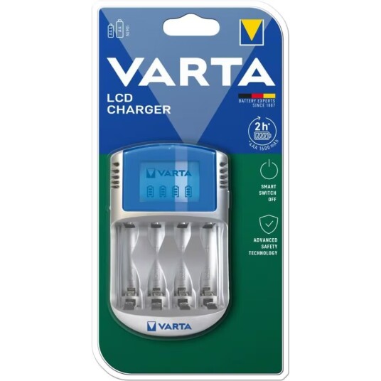 Varta 4 AA/AAA Batterilader med LCD-skjerm og USB-port Varta 4 AA/AAA Batterilader med LCD-skjerm og USB-port