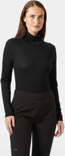 Helly Hansen HH Durawool High Neck Long Sleeve Dame Svart Xs