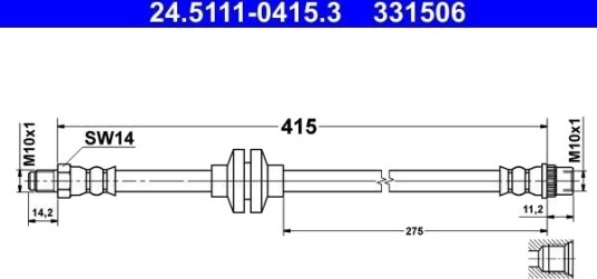 ATE 24.5111 0415.3 Bremseslange ATE 24.5111 0415.3 Bremseslange