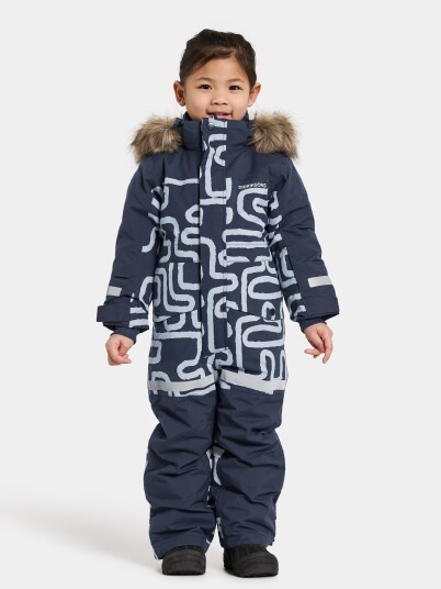 Didriksons Kids' Bjärven Printed Coverall 2 Path S Blue 80 Didriksons Kids' Bjärven Printed Coverall 2 Path S Blue 80