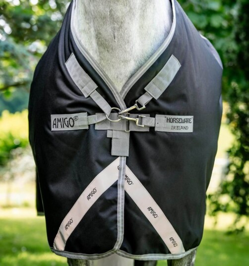Horseware Amigo 1200D Utedekken 50g Svart/Titanium Grå & Sølv 6'9 155 cm