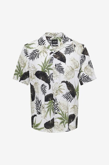 Only & Sons Skjorte onsWayne Life Aop SS Viscose Shirt Hvit