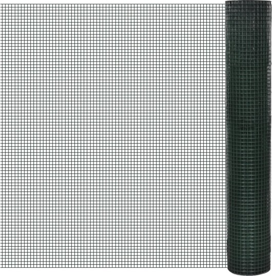 vidaXL Trådgjerde kylling galvanisert med PVC belegg 25x1 m grønn