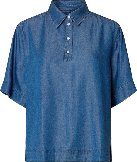 Selected Women - Denimskjorte slfJanna 2/4 Polo Shirt - Blå