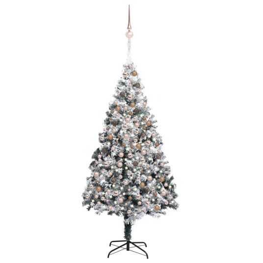 vidaXL Kunstig juletre med LED og kulesett i grønn 240 cm PVC