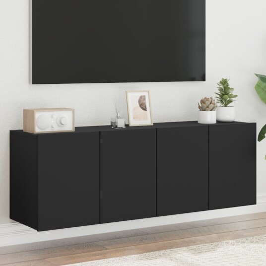 vidaXL Veggmonterte TV-benker 2 stk svart 60x30x41 cm 8721012255258