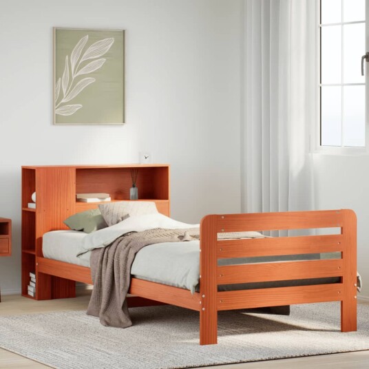 Sengeramme uten madrass voksbrun 90x190 cm heltre furu 8721158410887