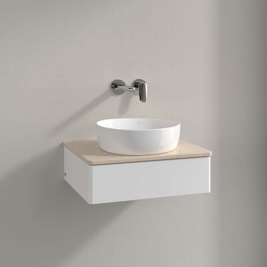 Villeroy & Boch Antao Servantskap med 1 skuff 60x50x19 cm m/lys Hvit Matt/Crème