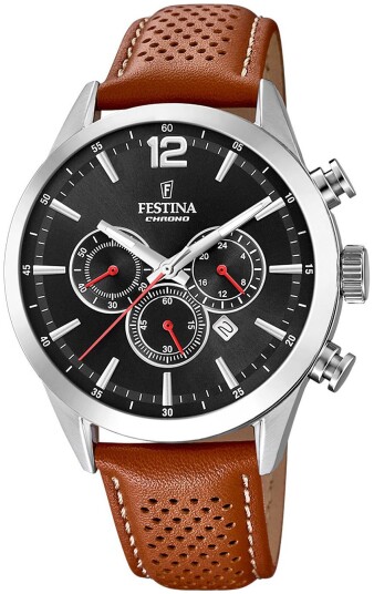 Festina Herreklokke F20542 6 Timeless Sort/Lær Ø43.5 mm
