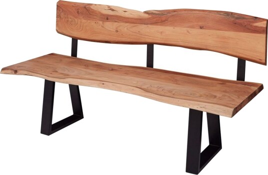 Spisestuebenk Wohnling Heltre tre kant med metallben landstil Med ryggstøtte 160 cm Med ryggstøtte 160 cm