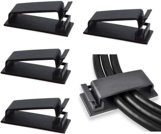 INF Selvklebende kabelholder for flere kabler 10 pakning Sort