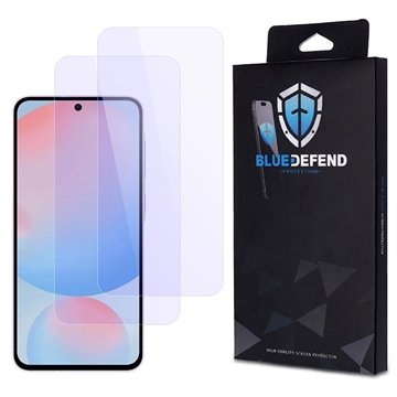 BlueDefend Samsung Galaxy A56 Anti Blue Light Skjermbeskyttere Beskyttelsesglass 2 stk. BlueDefend Samsung Galaxy A56 Anti Blue Light Skjermbeskyttere Beskyttelsesglass 2 stk.