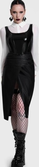 KIHILIST by KILLSTAR   Goth Middellangt skjørt   Noir Ruin Split Midi Skirt   XS til 4XL   Damer   svart