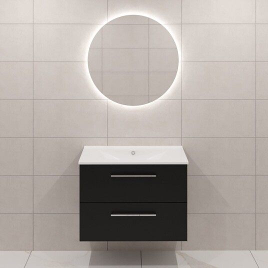 Dansani Mido+ Møbelpakke Servantskap med Servant Svart Struktur / 80cm Corona Rundt