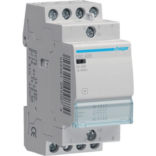 Hager Contactor 25a 4no 230v 2m (3250612400874)