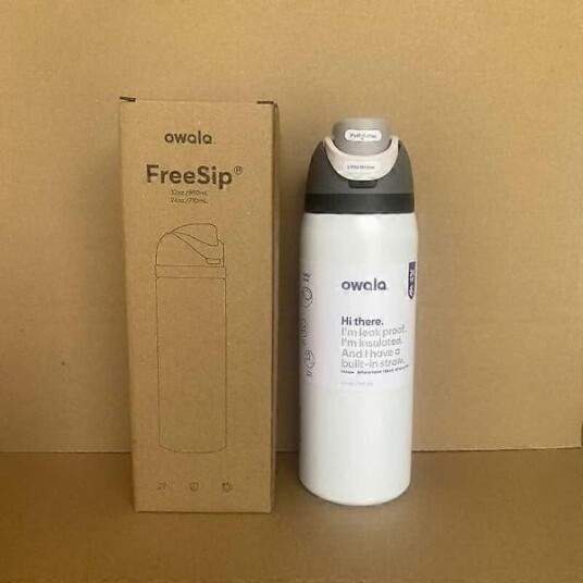 Owala Vannflaske FreeSip Isolert i Rustfritt Stål 24/32oz Hvit T