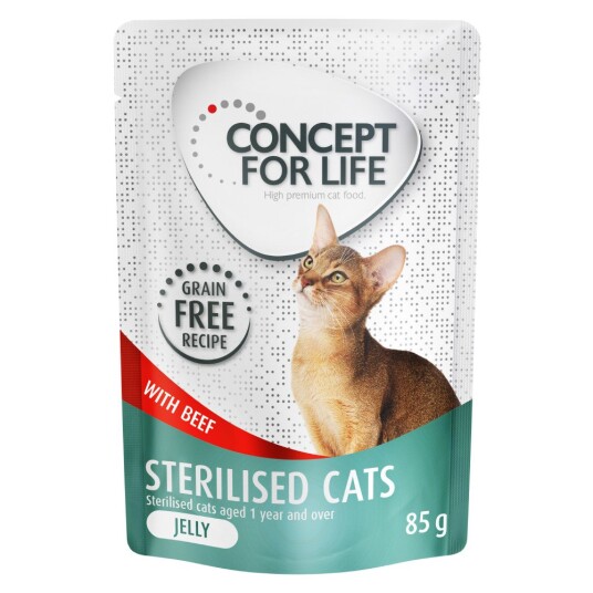 Økonomipakke Concept for Life kornfri 24 x 85 g - Sterilised Cats okse - i gelé