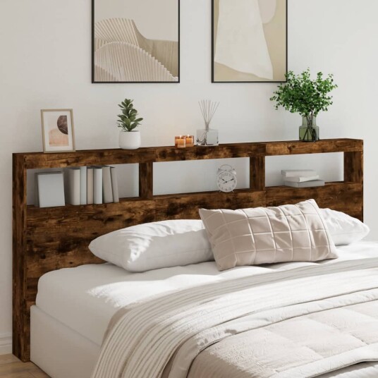 Hodegavl skap med LED røkt eik 220x17x102 cm 8721012465435