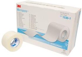 Micropore kirurgisk tape 2,5 cm x 9,1 m hvit  12 ruller