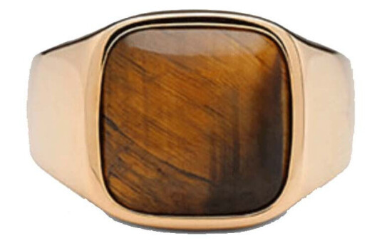 IX Studios Cushion Signet Tiger Eye Ring 22 kt. Gullbelagt sølv DMN0282GDTE--50 - Unisex - 925 sterling silver