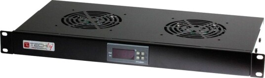 Techly 023349 Rack Kjøleviftepanel 1U med LED-termostat for 19" rack 2x23W