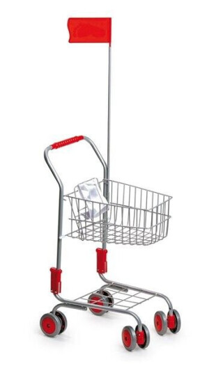 Small Foot - Shopping cart with doll seat and flag