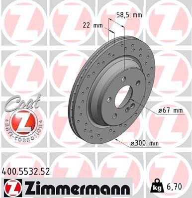 Bremseskive ZIMMERMANN 400.5532.52 Bremseskive ZIMMERMANN 400.5532.52