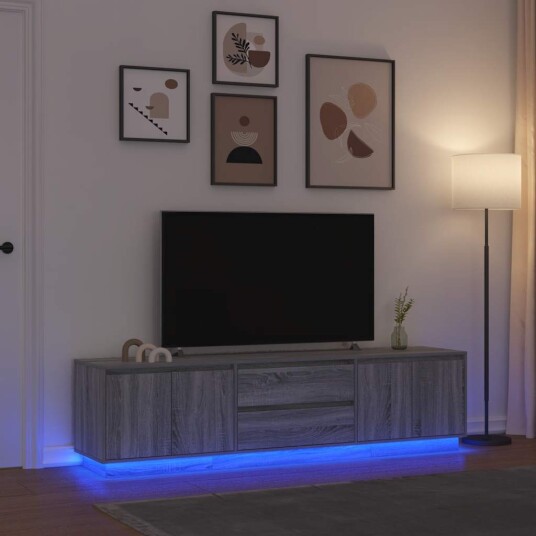 TV benk med LED lys grå sonoma 193,5x41x50 cm TV benk med LED lys grå sonoma 193,5x41x50 cm