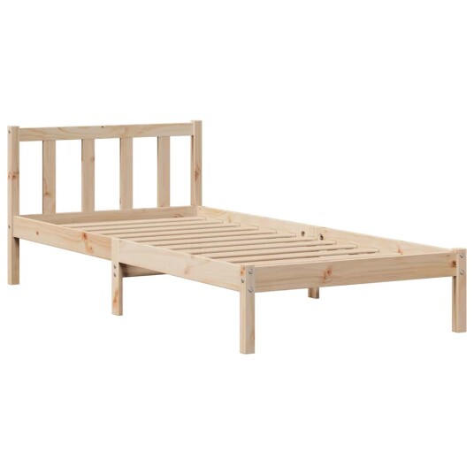 Seng med bokhylle uten madrass 90x190 cm heltre furu 8721158605160