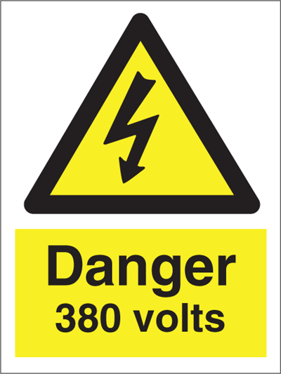 Jo Safety Danger 380 volts Photoluminescent Rigid PR NM 200 x 150 mm IMO 107037PRNM