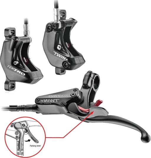 Tektro Auriga Twin+ hydraulisk bremsesett for lastesykler - venstre side