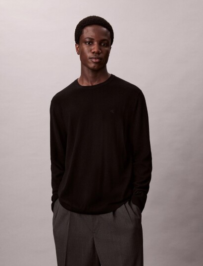 Calvin Klein Ls 100% Merino Crew 14Gg Black XXL