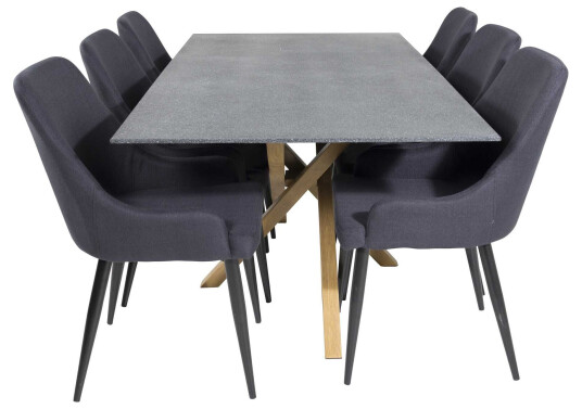 Venture Design Piazza & Plaza spisegruppe Grå/svart 6 st stoler & bord 180 x 90 cm