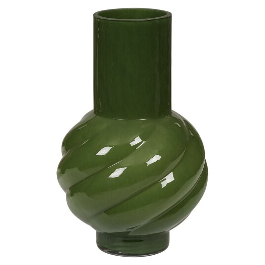 Vase i glass 28cm Spiral Mørkegrønn Grønn