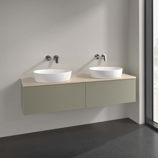 Villeroy & Boch Antao Servantskap med 2 skuffer 160x50x36 cm u/lys Steingrå/Crème