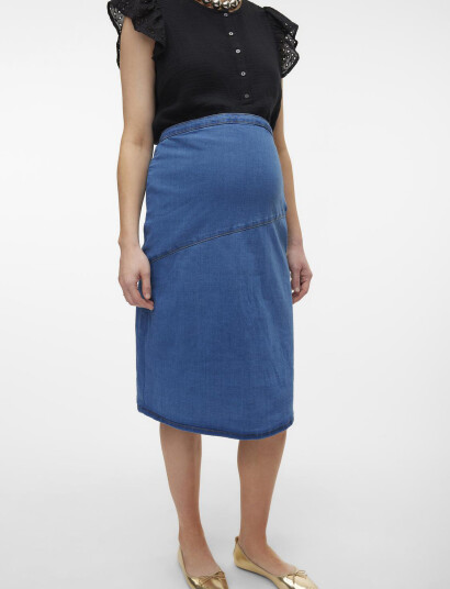 Mamalicious Mlpine Denim Uk Skirt - Blue - S