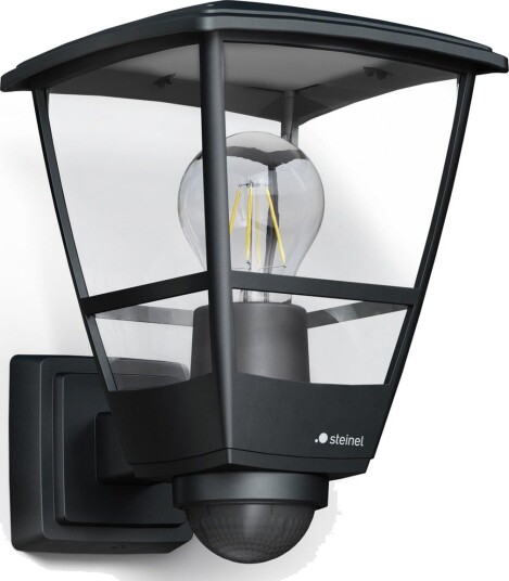 L 10 S utendørs vegglampe med sensor, svart, E27, IP44 – STEINEL - Plast - Med en lyskilde