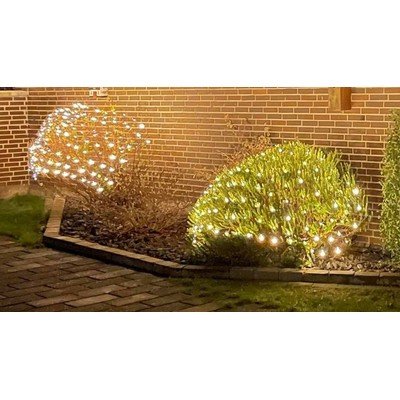 2 x 1,5 meter utendørs LED julelysslyngenett IP44 minnefunksjon 230V 160 LED varm hvit